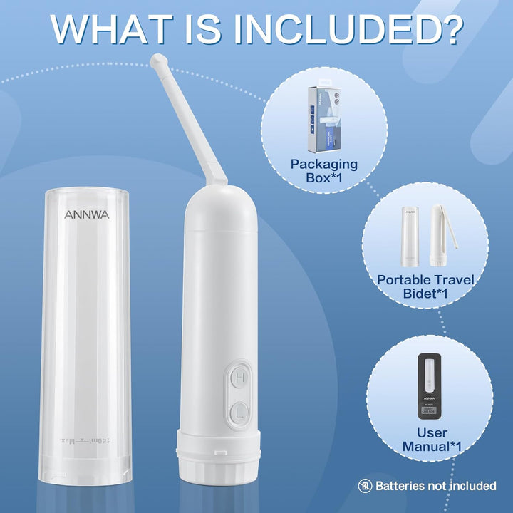 Tragbares Bidet-Sprühgerät für unterwegs, 140 ml Düse, 180° Anpassung, IPX6, Hand-Bidet für persönli