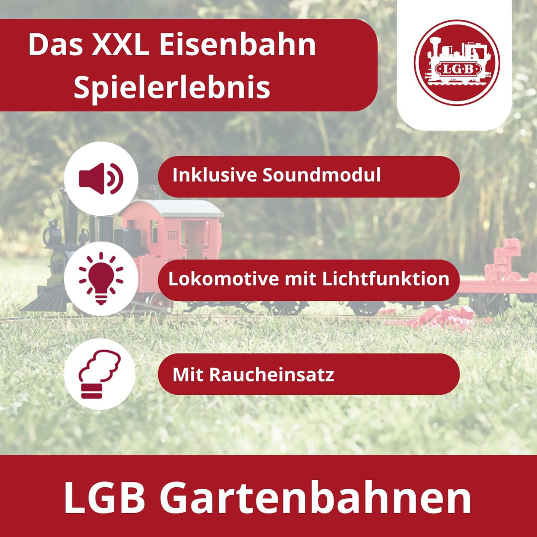 LGB 70307 Gartenbahn Starterset Personenzug– L70307, Gartenbahn-Modelleisenbahn, mit Lokomotive und