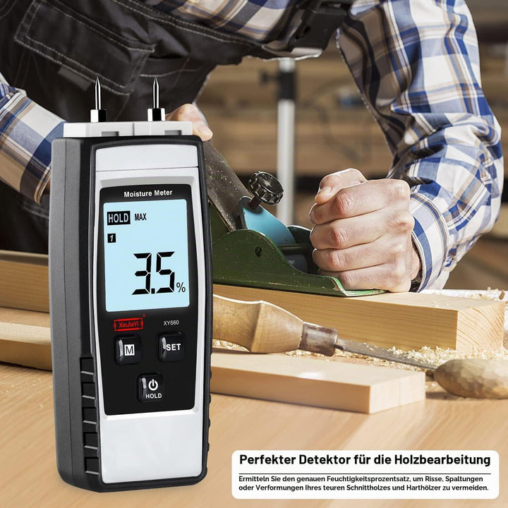 XinJiaYi Digitaler holzfeuchtemessgerät, 8-in-1 Feuchtigkeitsmessgerät Wand, Holzfeuchtemesser für B