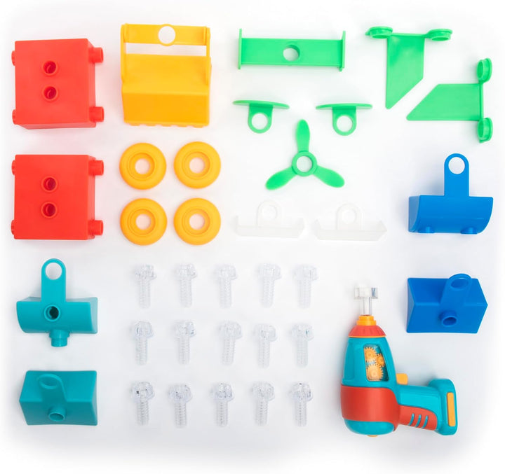 Learning Resources Design & Drill Baueimer, Mint-Spielzeug, 41-teilig, mit elektrischem Spielzeugboh