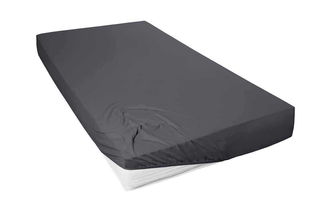 Beddress - Mako-Feinjersey-Spannbetttuch, Anthrazit, 90-100x200 cm, 100% gekämmte Baumwolle,