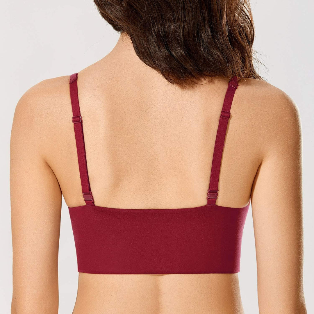 DOBREVA Push Up BH Damen ohne Bügel Soft Gepolstert Bügelloser Bralette mit Spitze 70A Cerise, 70A C