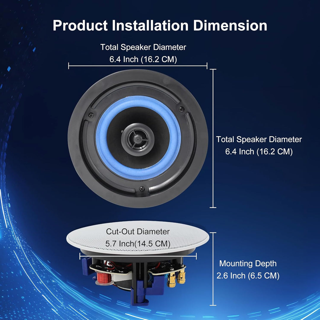 STUDIOFINIX 4-Zoll-Bluetooth-Deckenlautsprecher, 160W 2-Wege-System, kabelgebundenes Surround-Sound