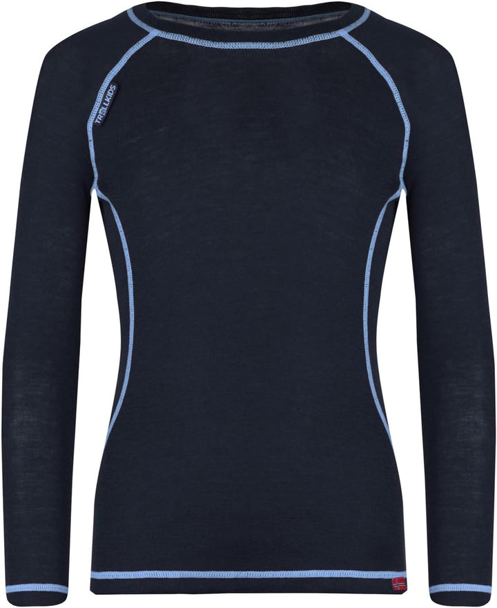 Trollkids Kinder Merino schnelltrocknendes Funktionsunterwäsche Set, Anthrazit / Mittelblau