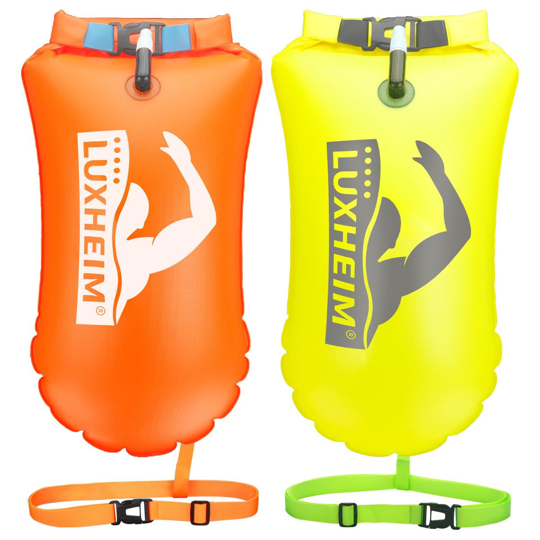 2 Pack Schwimmen Boje Schleppschwimmer für Open Water Schwimmen gut sichtbar Schwimmer Dry Bag wasse