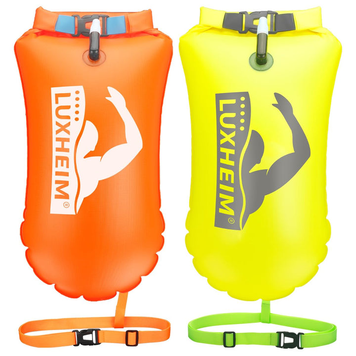 2 Pack Schwimmen Boje Schleppschwimmer für Open Water Schwimmen gut sichtbar Schwimmer Dry Bag wasse