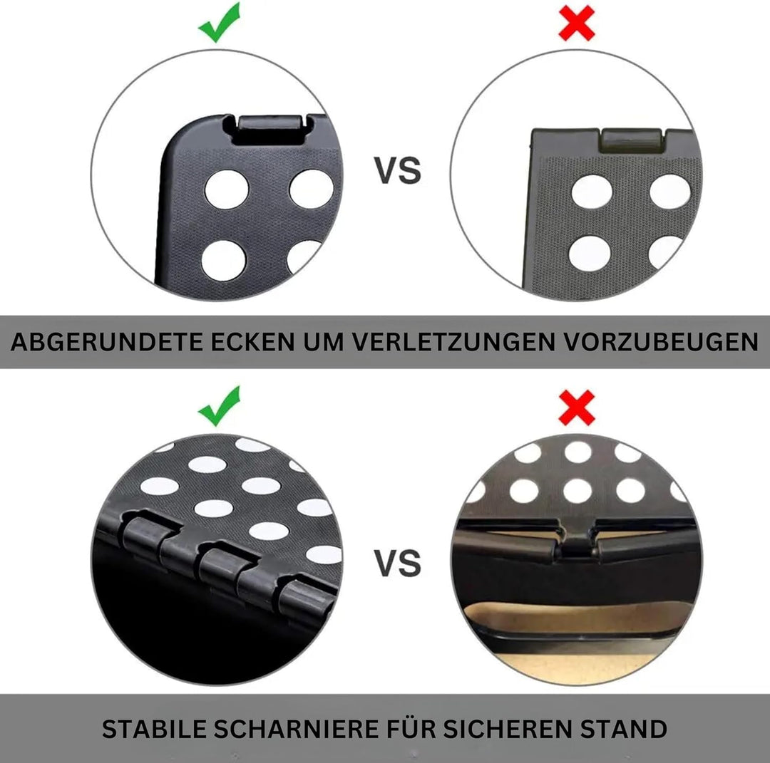 DIVID® Faltbarer Klapphocker 39cm (L) |Klapphocker|Duschhocker|Faltbar und Tragbar|130kg Belastbarke