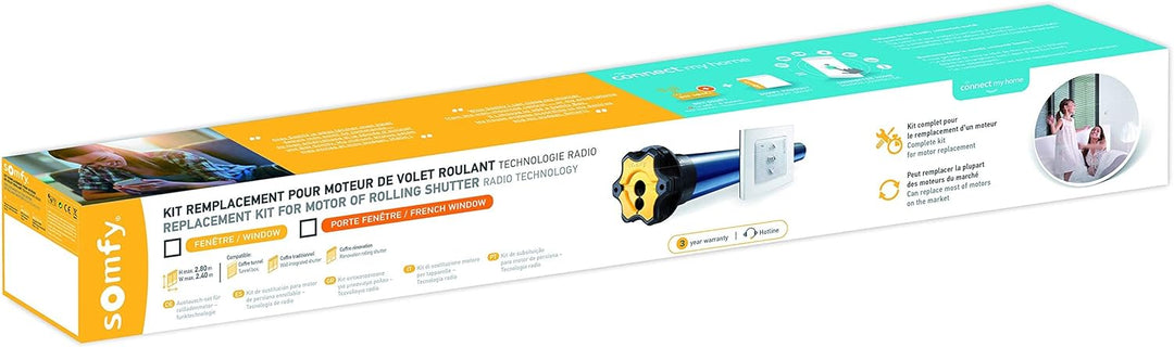 Somfy 1240388 - Rollladenmotor-Ersatzkit | RTS Funk für Fenstertüren Ersatz-Set Radio RTS Renêtre, E