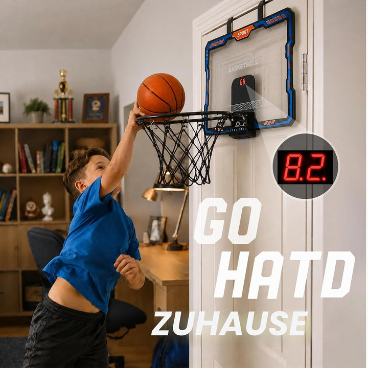 YESHIN Indoor Basketballkorb Kinder mit 7 Farb-LED Licht &amp; Fernbedienung, Mini Basketball Set für Tü