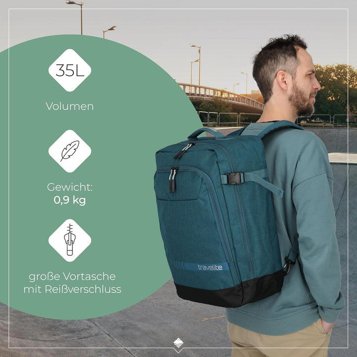 travelite Handgepäck Rucksack/Tasche erfüllt IATA Bordgepäck Mass, Gepäck Serie Kick Off: Praktische