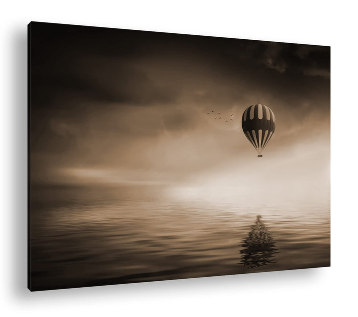 deyoli schwebender Heissluftballon Format: 80x60 Effekt: Sepia als Leinwandbild, Motiv fertig gerahm