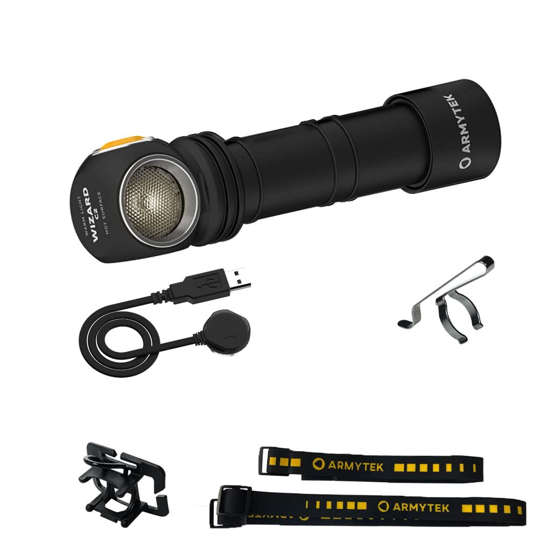Armytek Neu Stirnlampe Wizard C2 v4 Warmweiss 1120 Lumen LED Taschenlampe Magnet USB Aufladbarer