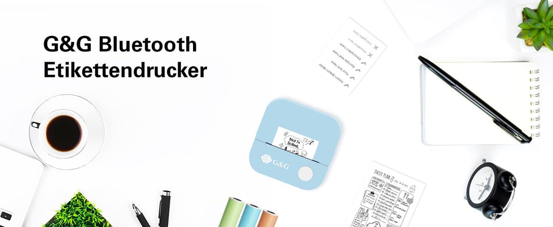 G&G Mini Thermodrucker SD001BL Mobiler Bluetooth Drucker für Handy & Tablet, Kabellos, Ohne Tinte, I