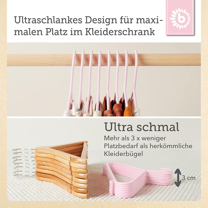 Bieco Kleiderbügel Kinder & Baby Organisator, Länge ca. 30 cm 32 Stück Rosa, 32 Stück Rosa