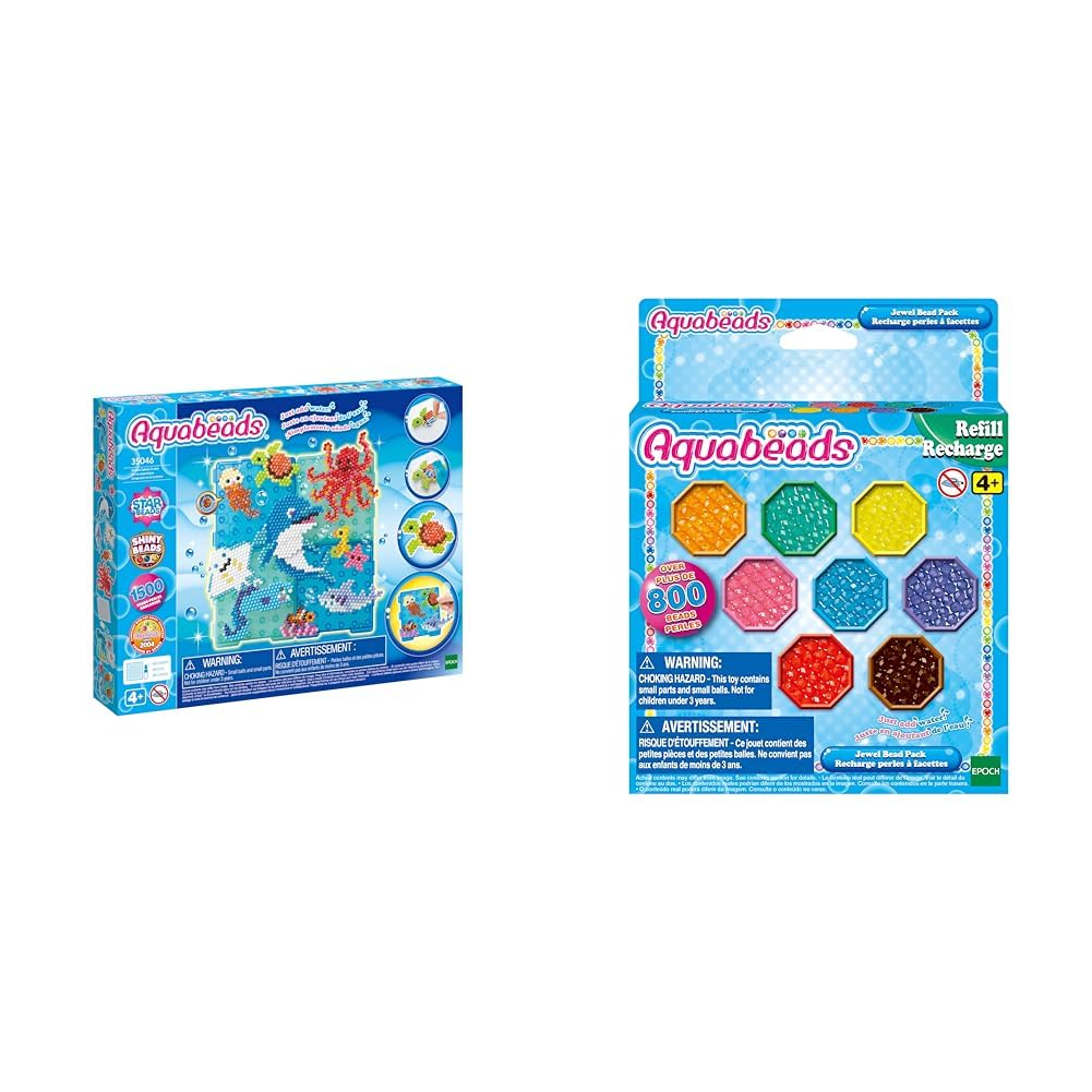 Aquabeads - 35046 Ozean Bastelset - Bastelset & 31520 Glitzerperlen - Nachfüllset Nachfüllpack Baste