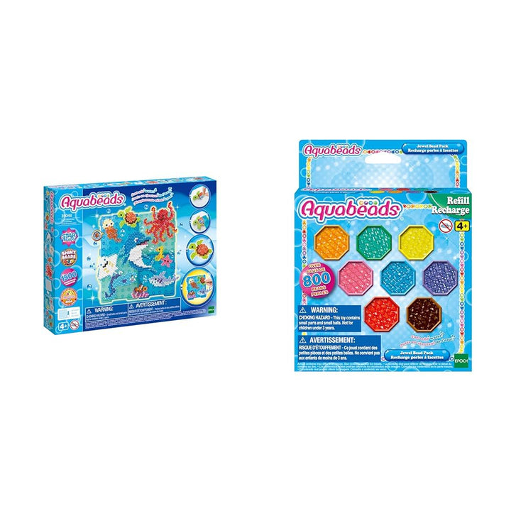Aquabeads - 35046 Ozean Bastelset - Bastelset & 31520 Glitzerperlen - Nachfüllset Nachfüllpack Baste