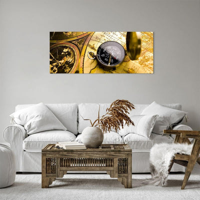 Bilder auf Leinwand 100x40cm Leinwandbild Abstrakt kommunikation kompass erde Gross Wanddeko Bild Sc