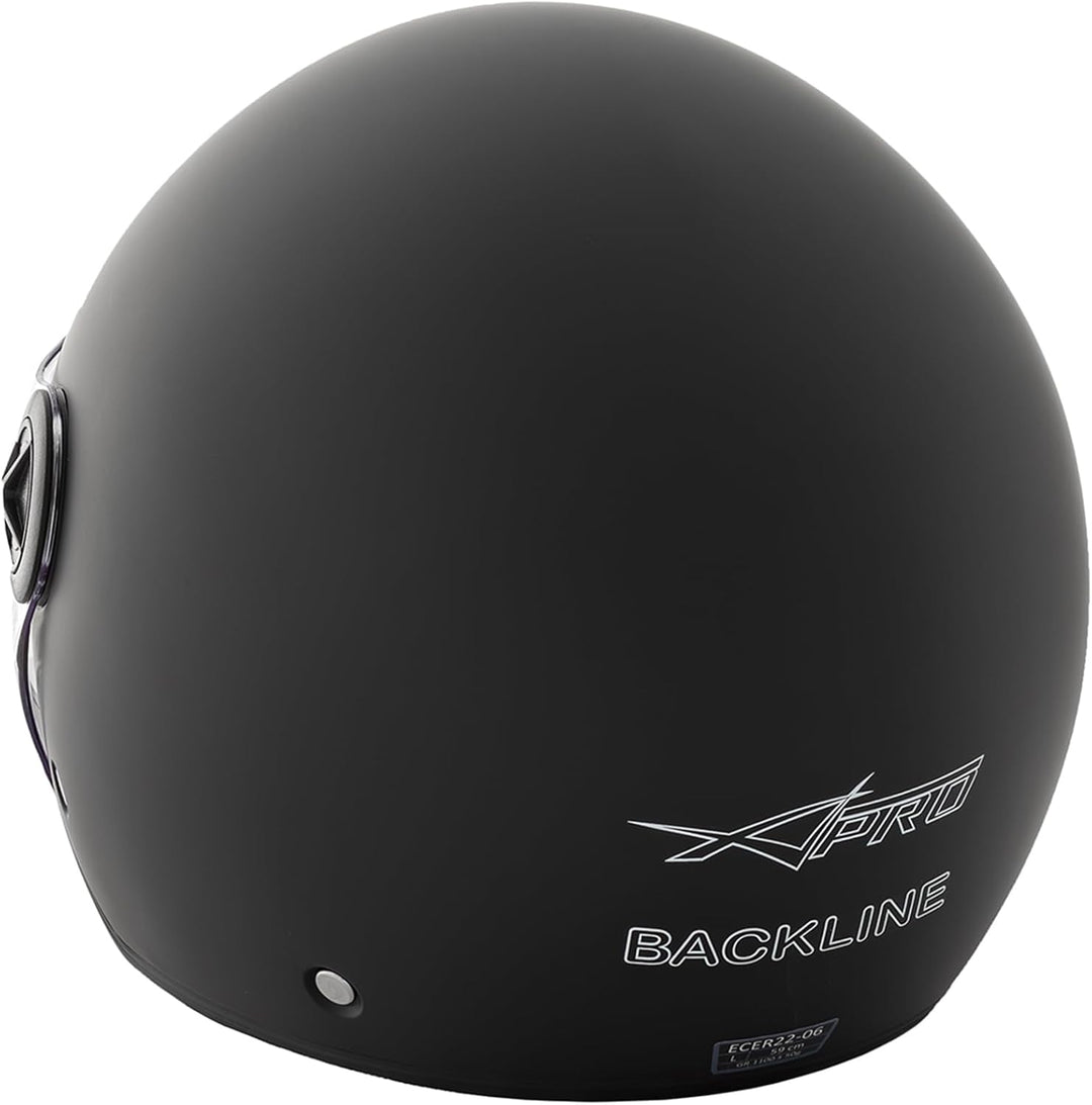 Motorradhelm Motorrad Roller Offenes Jet Scooter Helm Viser ECE 22 BACKLINE 61-62 cm (XL) Matt Schwa