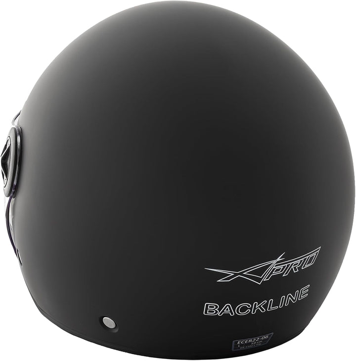 Motorradhelm Motorrad Roller Offenes Jet Scooter Helm Viser ECE 22 BACKLINE 61-62 cm (XL) Matt Schwa