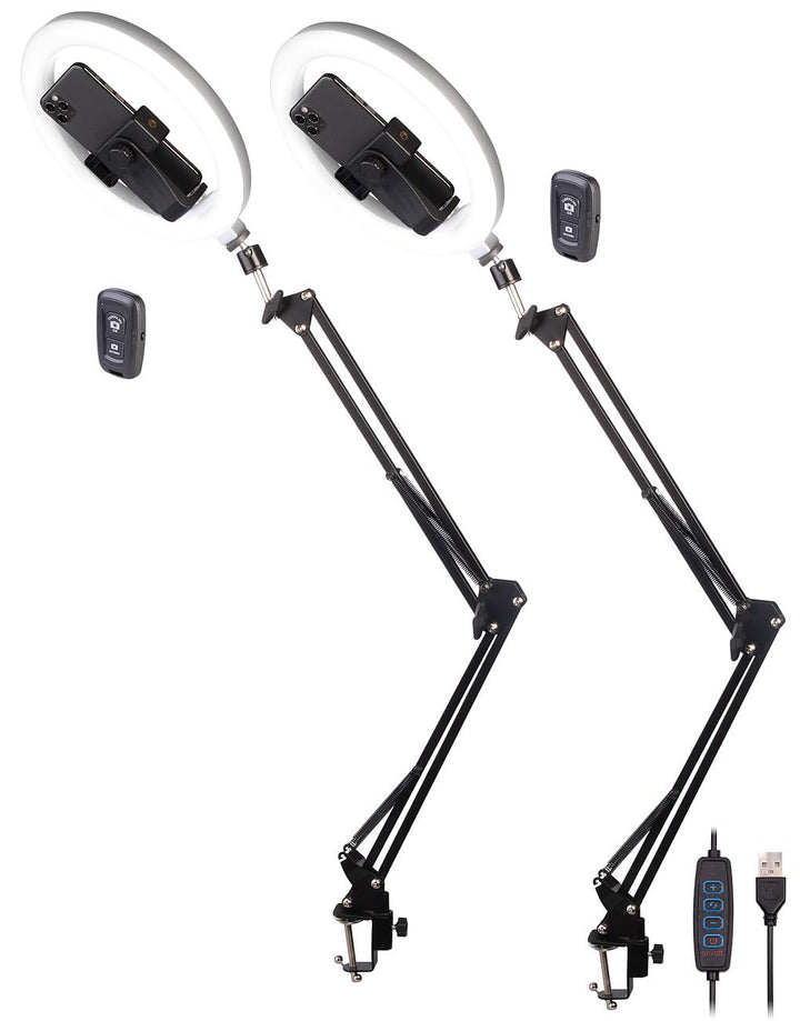 Somikon iPhone Dokumentenscanner: 2er-Set Dokumentenscanner- &amp; Overhead-Stative, 10"-Ringlicht, Ausl