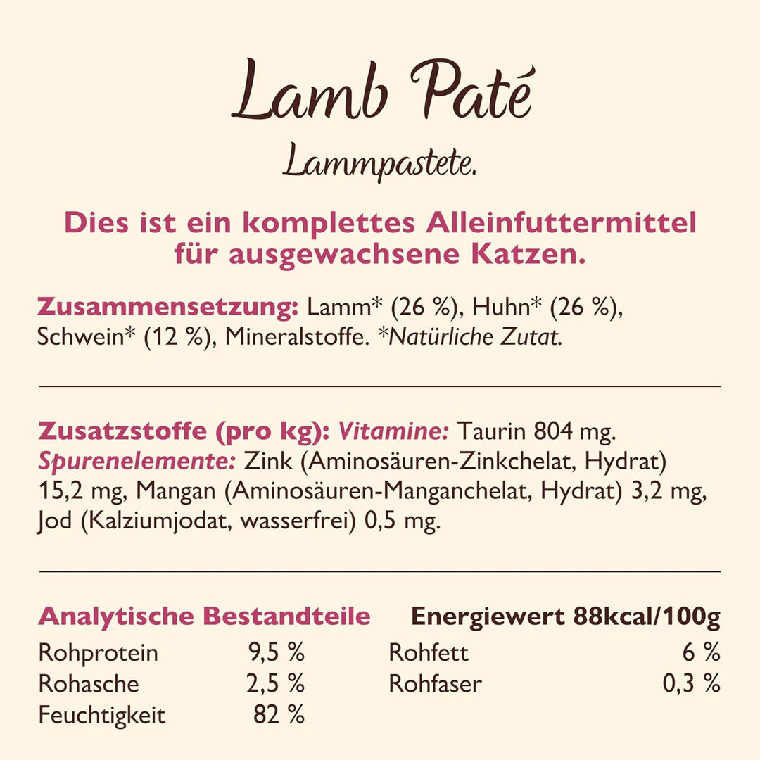 Lily’s Kitchen Premium Nass Katzenfutter für ausgewachsene Katzen 19 Schalen (19 x 85g) Lammfleisch-