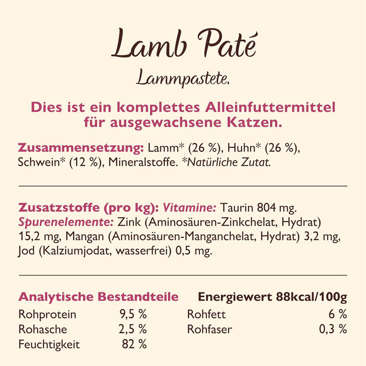 Lily’s Kitchen Premium Nass Katzenfutter für ausgewachsene Katzen 19 Schalen (19 x 85g) Lammfleisch-