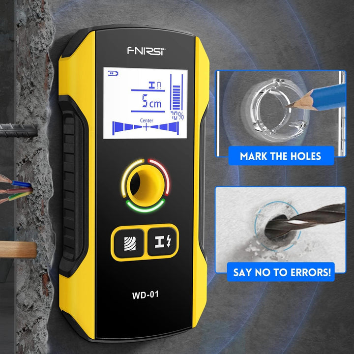 FNIRSI 6-in-1 Wandscanner – Elektronischer Wanddetektor für Holz- und Metallständer, Kabel, Rohre un