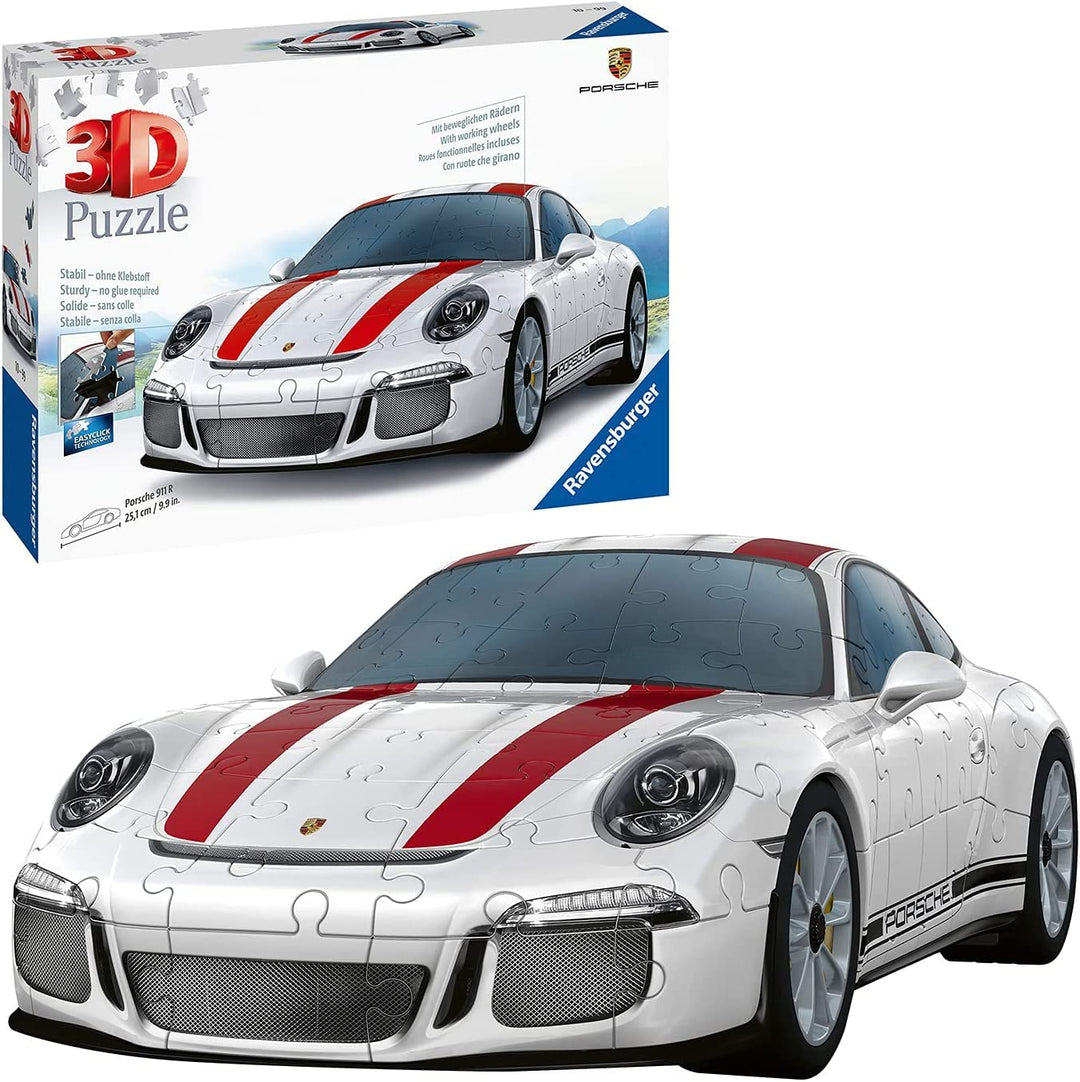Ravensburger 3D Puzzle Porsche 911R 12528 - Das berühmte Fahrzeug als 3D Puzzle Auto - 108 Teile - a