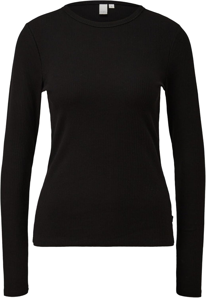 QS Geripptes Longsleeve im Slim Fit M 9999_schwarz, M 9999_schwarz