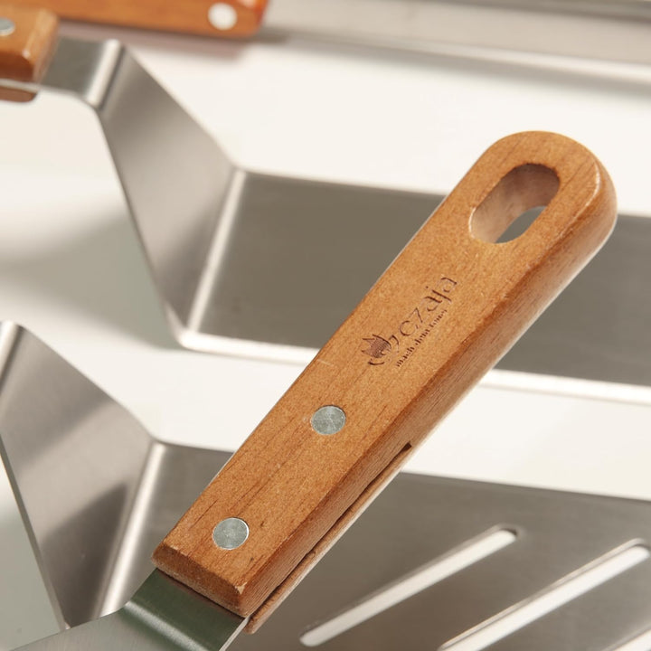 Grillbesteck für Feuerplatte 5 Teilig - Grillwender BBQ Edelstahl - Grillspachtel für Plancha Grillb