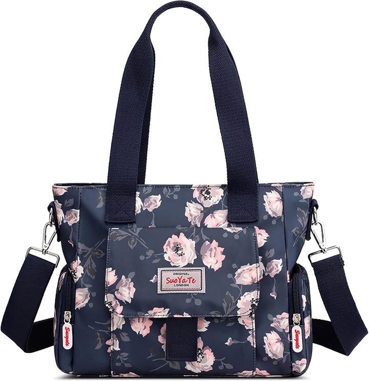 DIRRONA Bunte Damenhandtaschen Modedruck Umhängetasche Multi Pocket Multi Fach Crossbody Bag Beiläuf