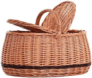 Picknickkorb aus Weide Weidenkorb mit dem Deckel grosser Aufbewahrungskorb für Obst und Gemüse Provi
