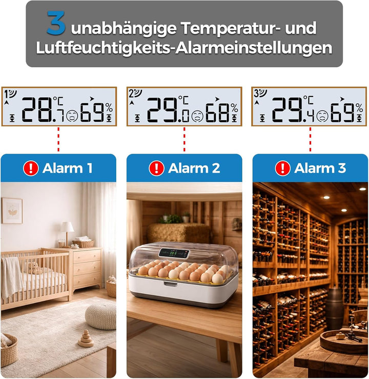 Funk Wetterstation mit 3 Aussensensoren, mit 330 Ft Reichweite Sensor und Verstellbare Hintergrundbe