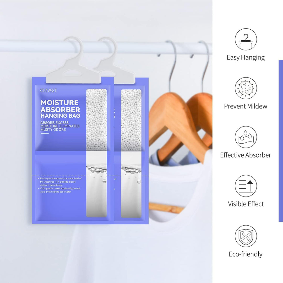 CLEVAST 5 Pack Kleiderschrank Feuchtigkeitsabsorber, Hanging Luftentfeuchter, Feuchtigkeitsentferner