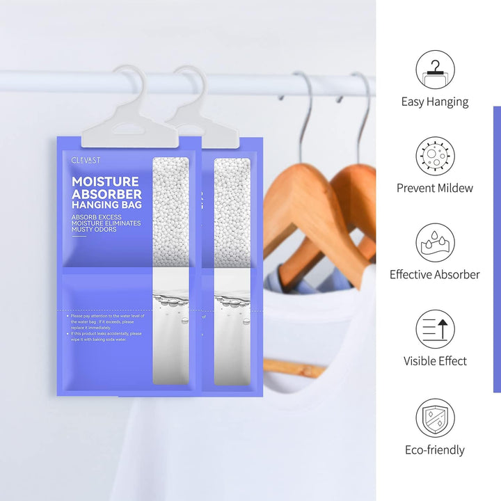 CLEVAST 5 Pack Kleiderschrank Feuchtigkeitsabsorber, Hanging Luftentfeuchter, Feuchtigkeitsentferner