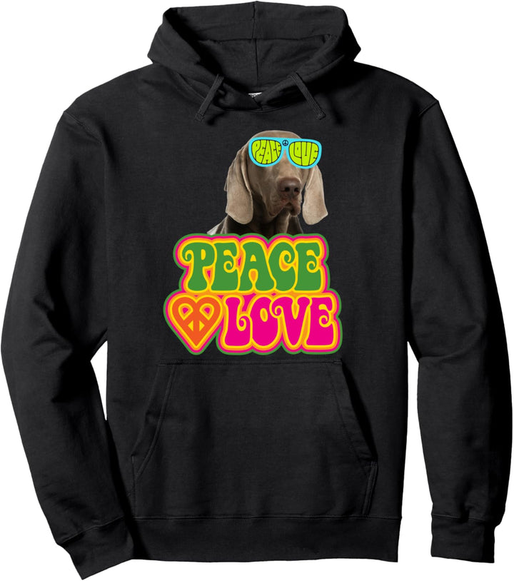 Peace Heart Love Dog Weimaraner Pullover Hoodie
