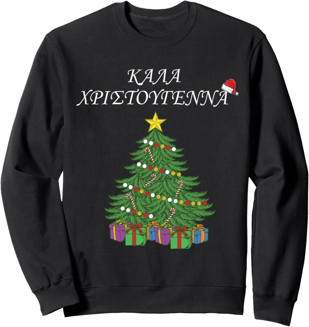 Frohe Weihnachten Griechischer Sprachbaum Griechenland Sweatshirt