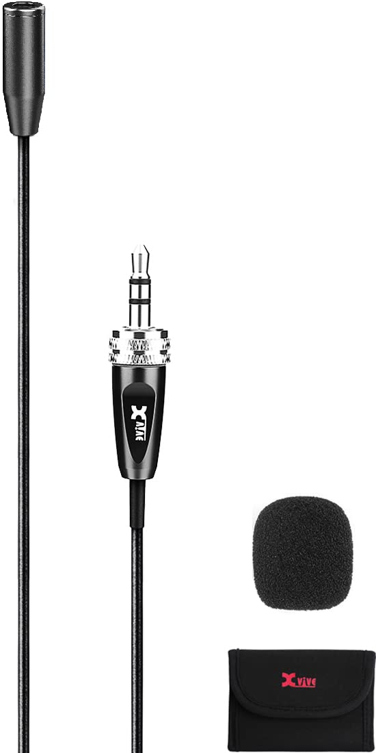 Xvive LV2 Miniatur Omnidirektionales Lavalier-Mikrofon für Wireless Go II, kabelloser Sender, Rekord