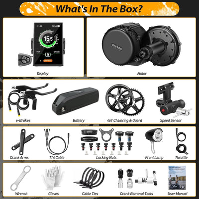 Bafang Mittelmotor 250w 36V mit Akku BBS01B G340 ebike Umbausatz Mit Bafang Display, Batterie (Optio