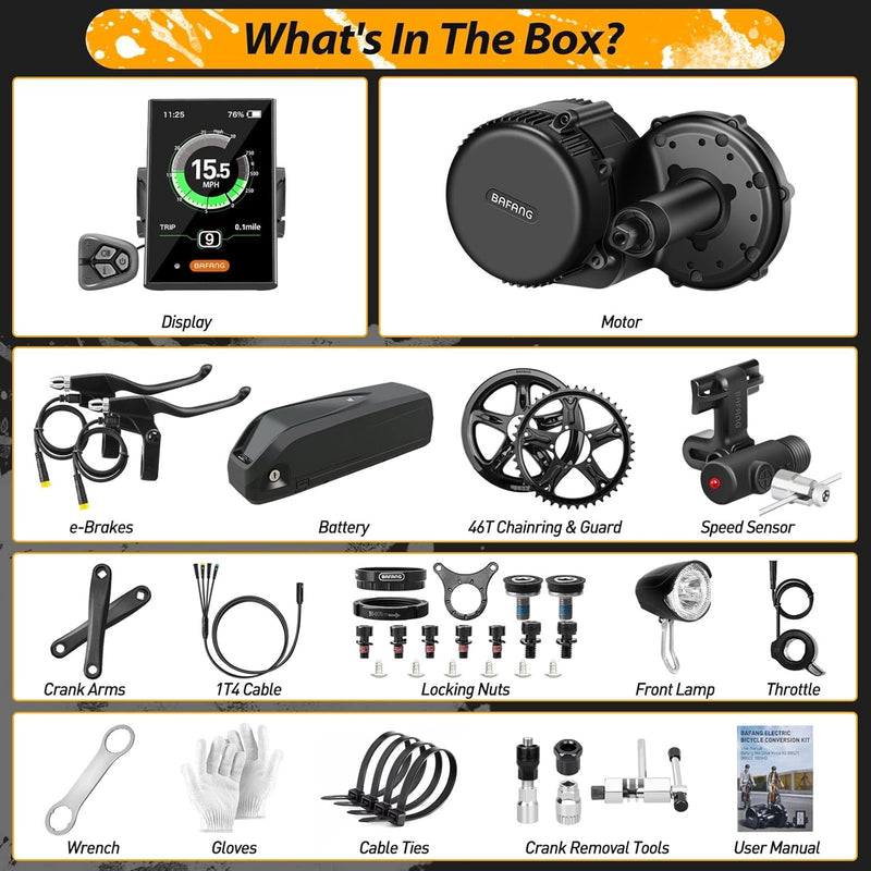 Bafang Mittelmotor 250w 36V mit Akku BBS01B G340 ebike Umbausatz Mit Bafang Display, Batterie (Optio