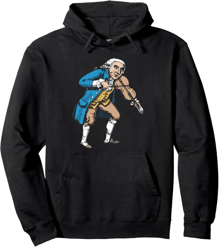 Funny George Washington Fiddle Violin Vintage Design Pullover Hoodie