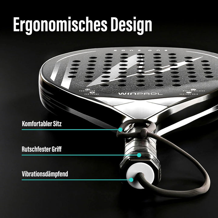 Padelschläger Zone One aus Carbonfaser - 100% Carbon-Rahmen, Soft-Eva-Kern, 365 g, Tropfenform, raue