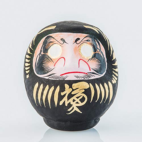 Daruma Japanischer Amulett 12 cm, Aus Pappmaché, Grösse 2 (Schwarz), Schwarz
