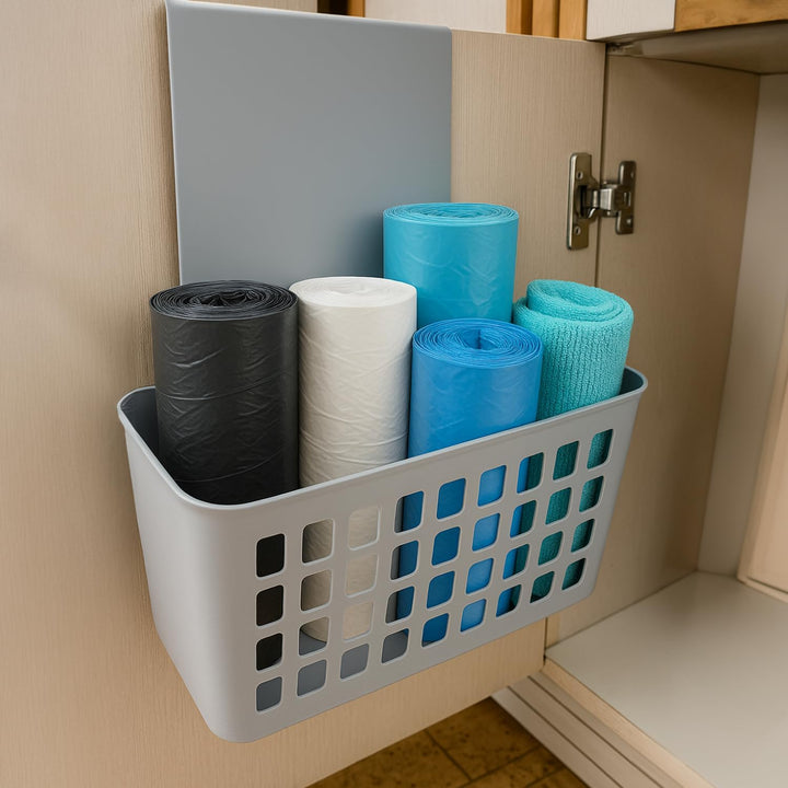 com-four® 2X Hängekorb, robuste Aufbewahrungsbox aus Kunststoff, Organizer für Küche, Bad und Kleide