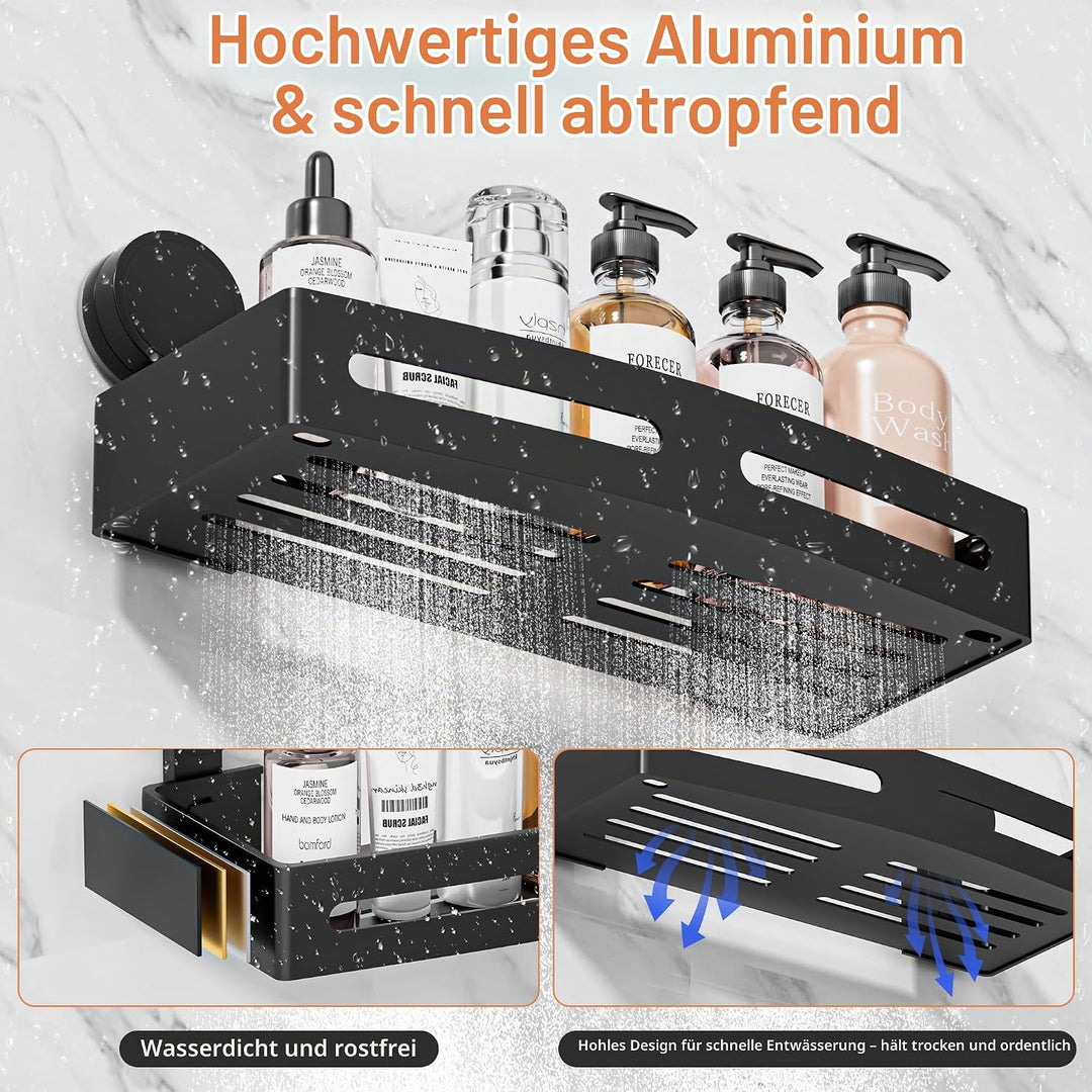 Wisfame Duschablage Saugnapf, Duschregal Ohne Bohren, 10kg Tragfähigkeit Duschregel Shampoo Halterun