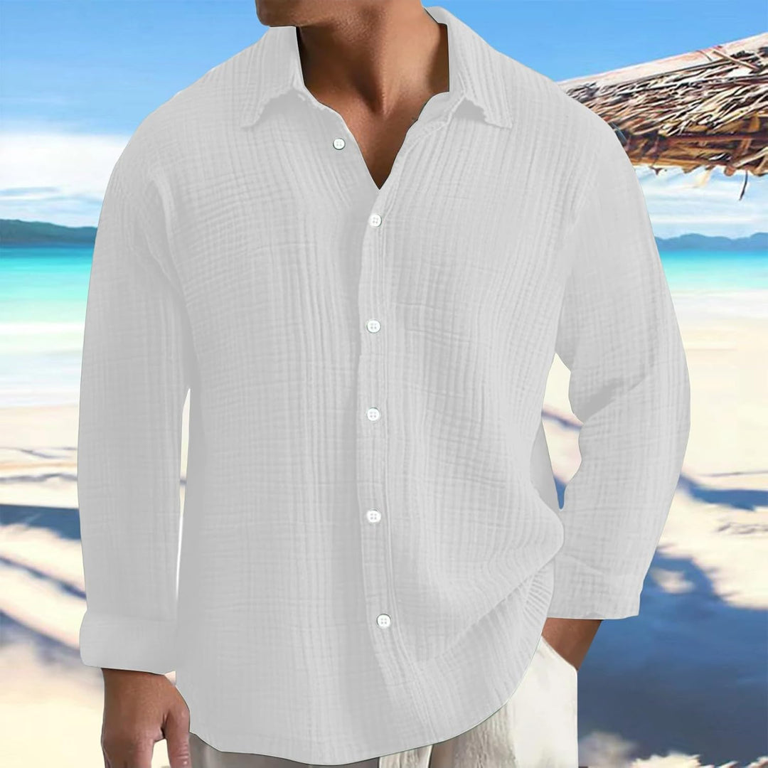 Generisch Leinenhemd Herren,Hemd Herren Langarm mit Knopfleiste,Tops für Männer,Hawaii Männer,Arbeit