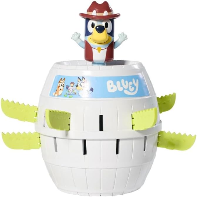 TOMY Pop Up Bluey – Lizenziertes Bluey-Spiel, basierend auf dem Klassiker Pop Up Pirate – Familiensp