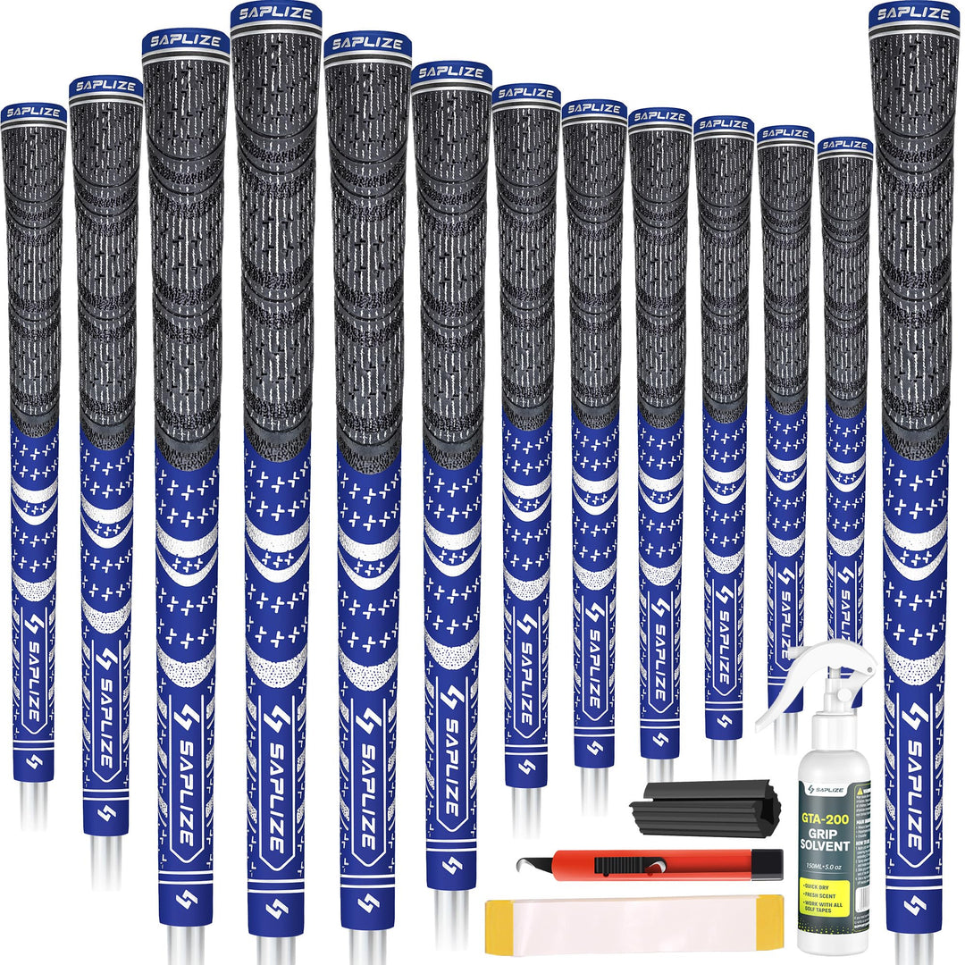 SAPLIZE Golfgriffe 13-teilig mit komplettem Umrüstsatz, Standard- / Mittelklasse, Kordelgummi, Hybri