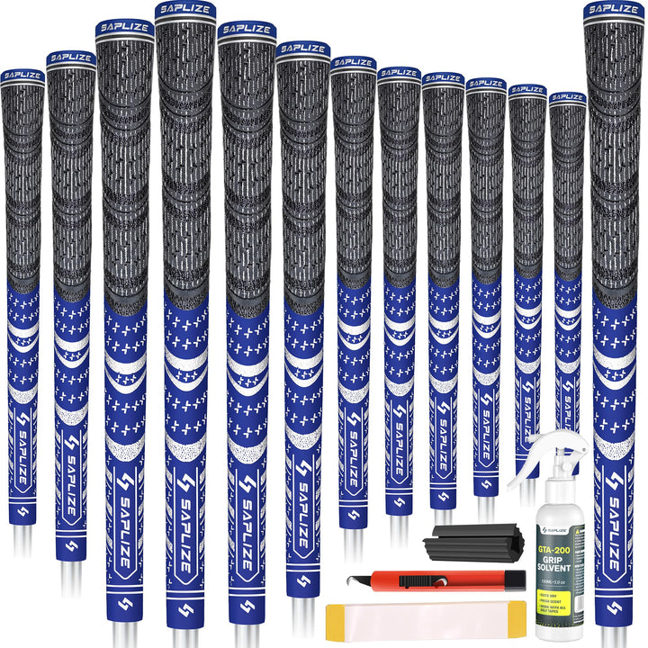 SAPLIZE Golfgriffe 13-teilig mit komplettem Umrüstsatz, Standard- / Mittelklasse, Kordelgummi, Hybri
