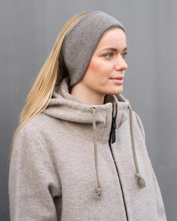 FosterNatur, Merino Stirnband mit Ohr, 100% Wolle (Baumwollfutter) Elk, Elk